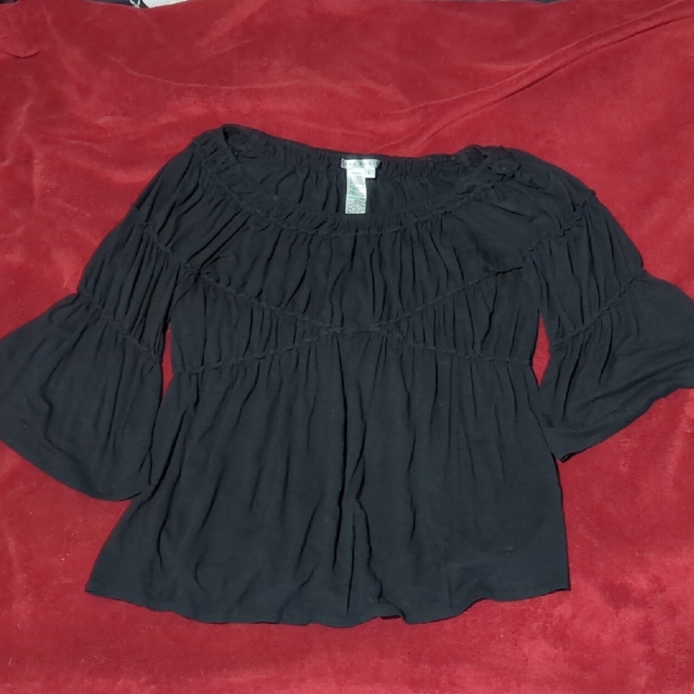 Max Studio Black Ruffled Blouse